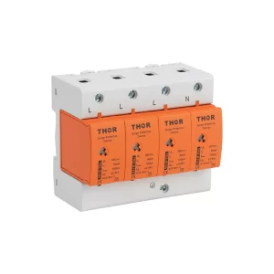 Front view of Thor TRS-B100, a Type 1 AC surge protective device.