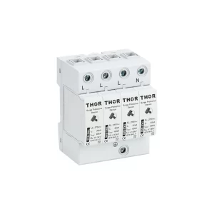 Front view of Thor TRS-B60, a Type 1 AC surge protective device.