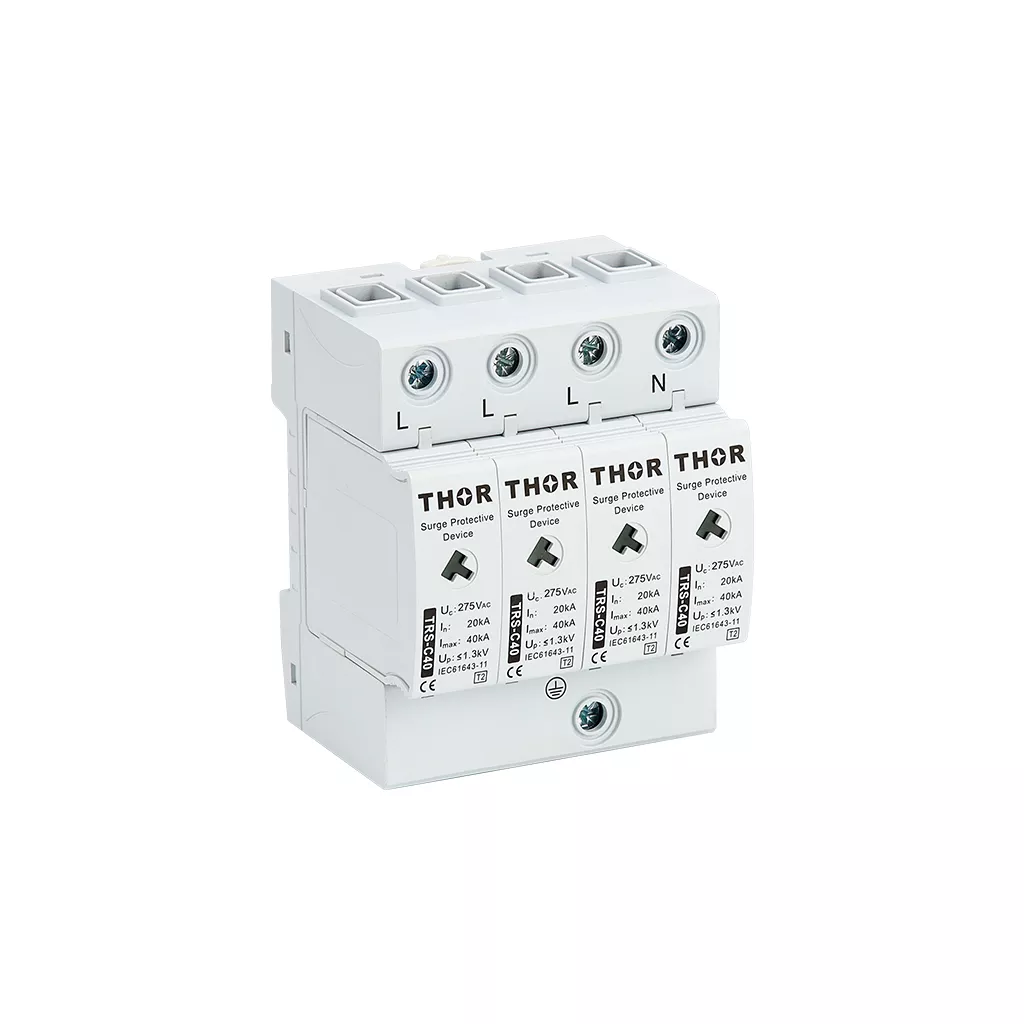 Front view of Thor TRS-C40, a Type 1 AC surge protective device.