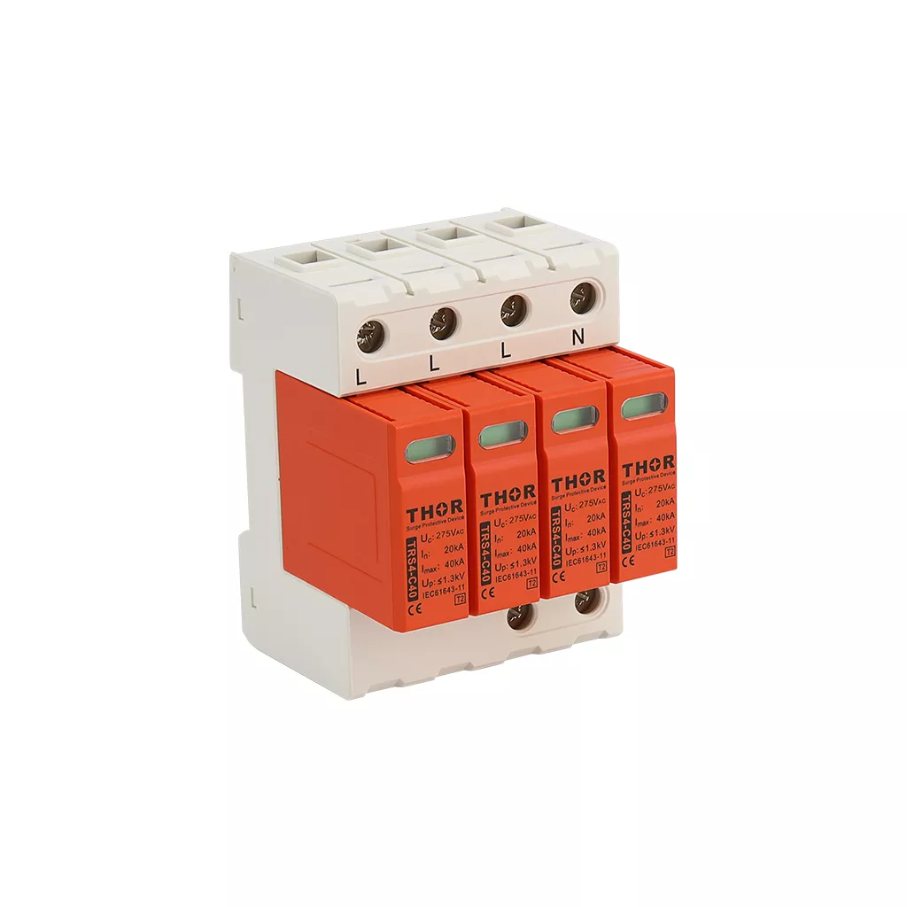 Front view of Thor TRS4-C40, a Type 2 AC surge protective device.