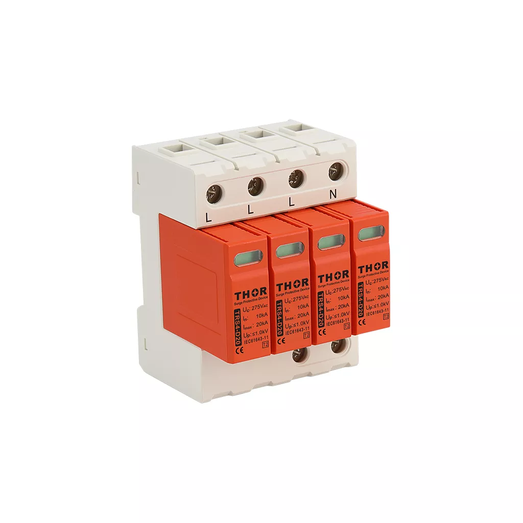 Front view of Thor TRS4-D20, a Type 2 AC surge protective device.