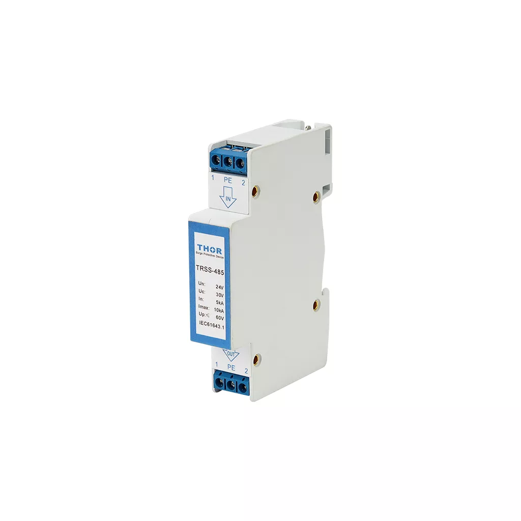 TRSS-485 High-Capacity 18mm DIN Rail Surge Arrester, 10kA I max Protection for PLC RS485 Networks.