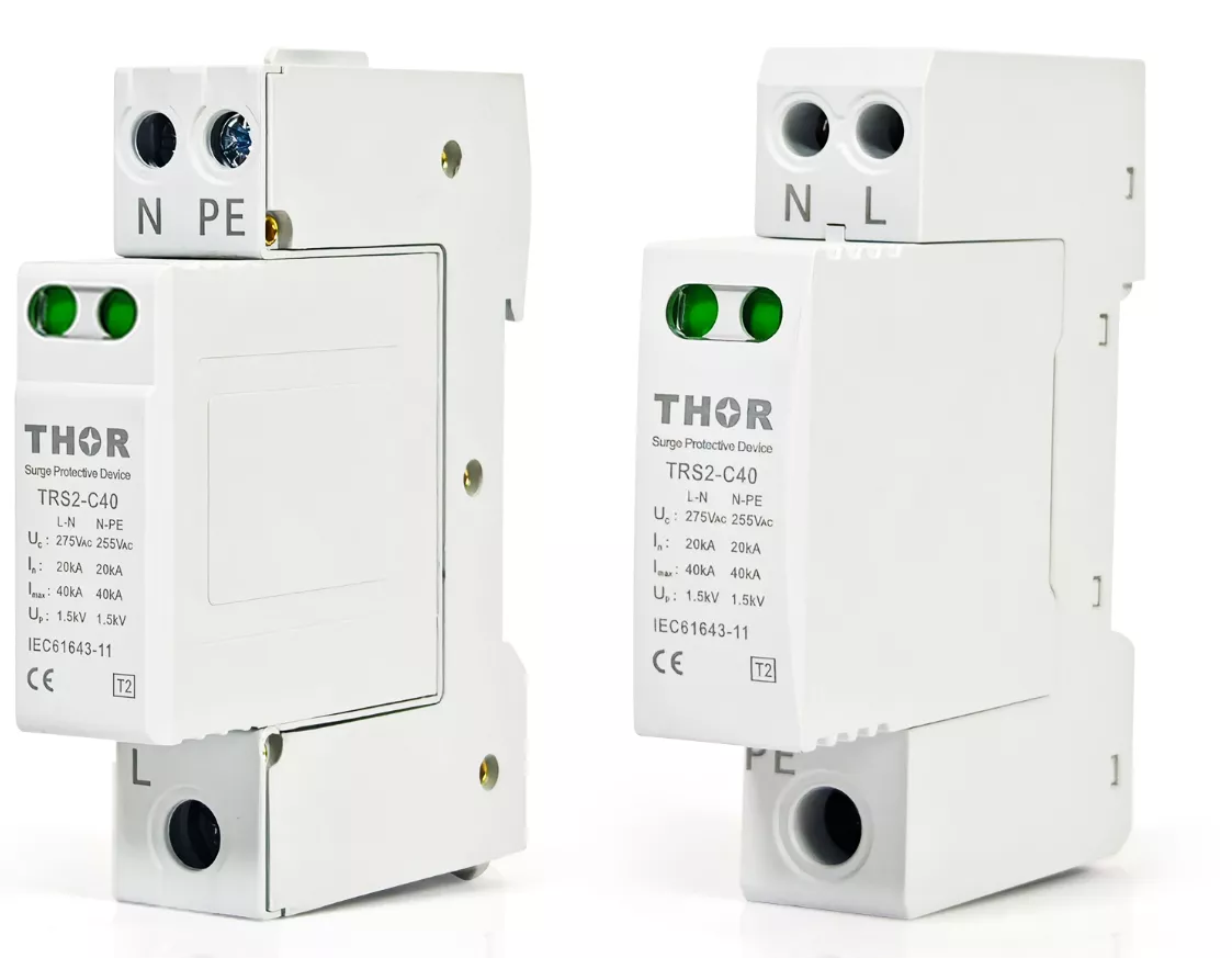 Side view of two Type 2 compact TRS2-C40 SPDs