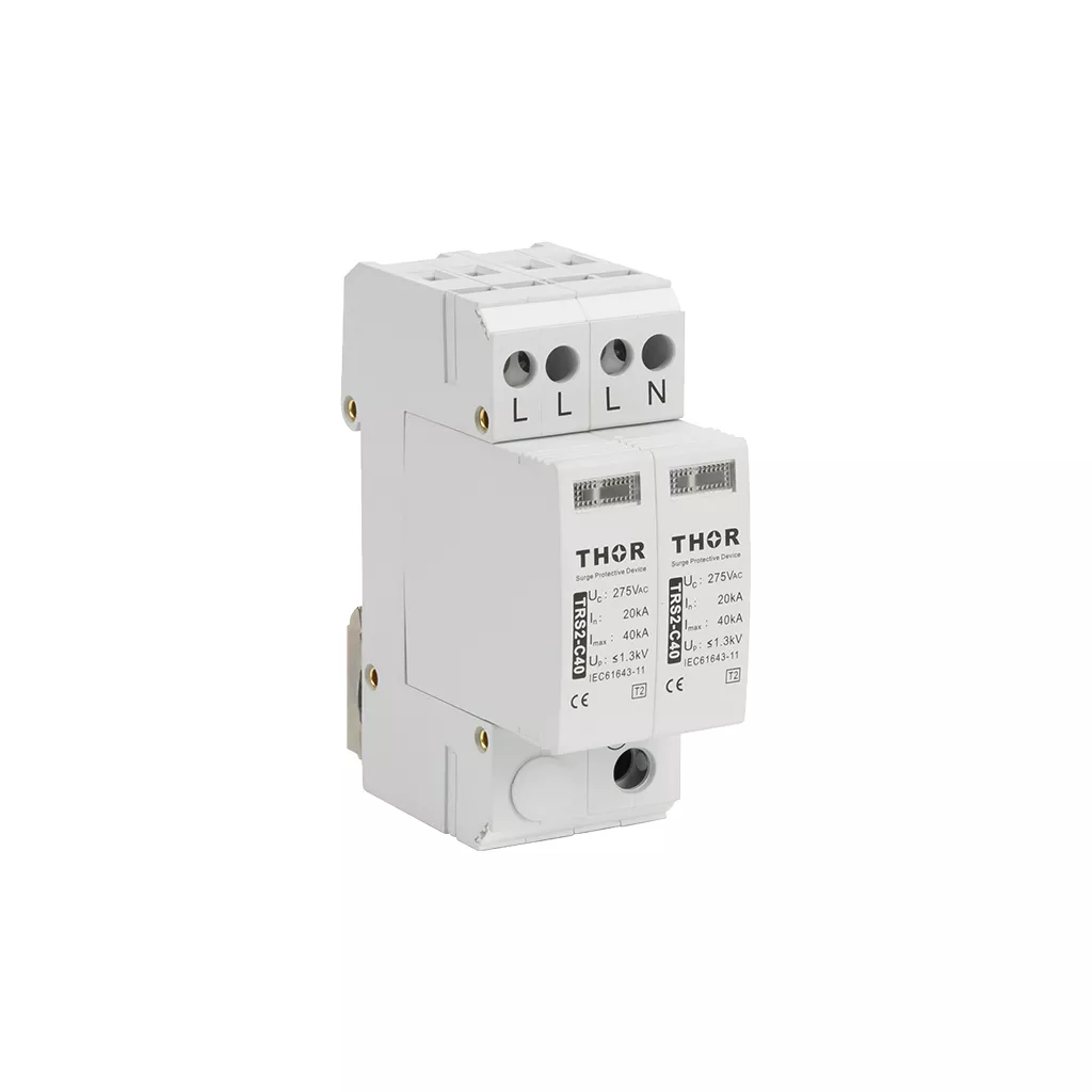 Thor TRS2-C40 SPD wiring in single-phase TN-C-S PME installation consumer unit
