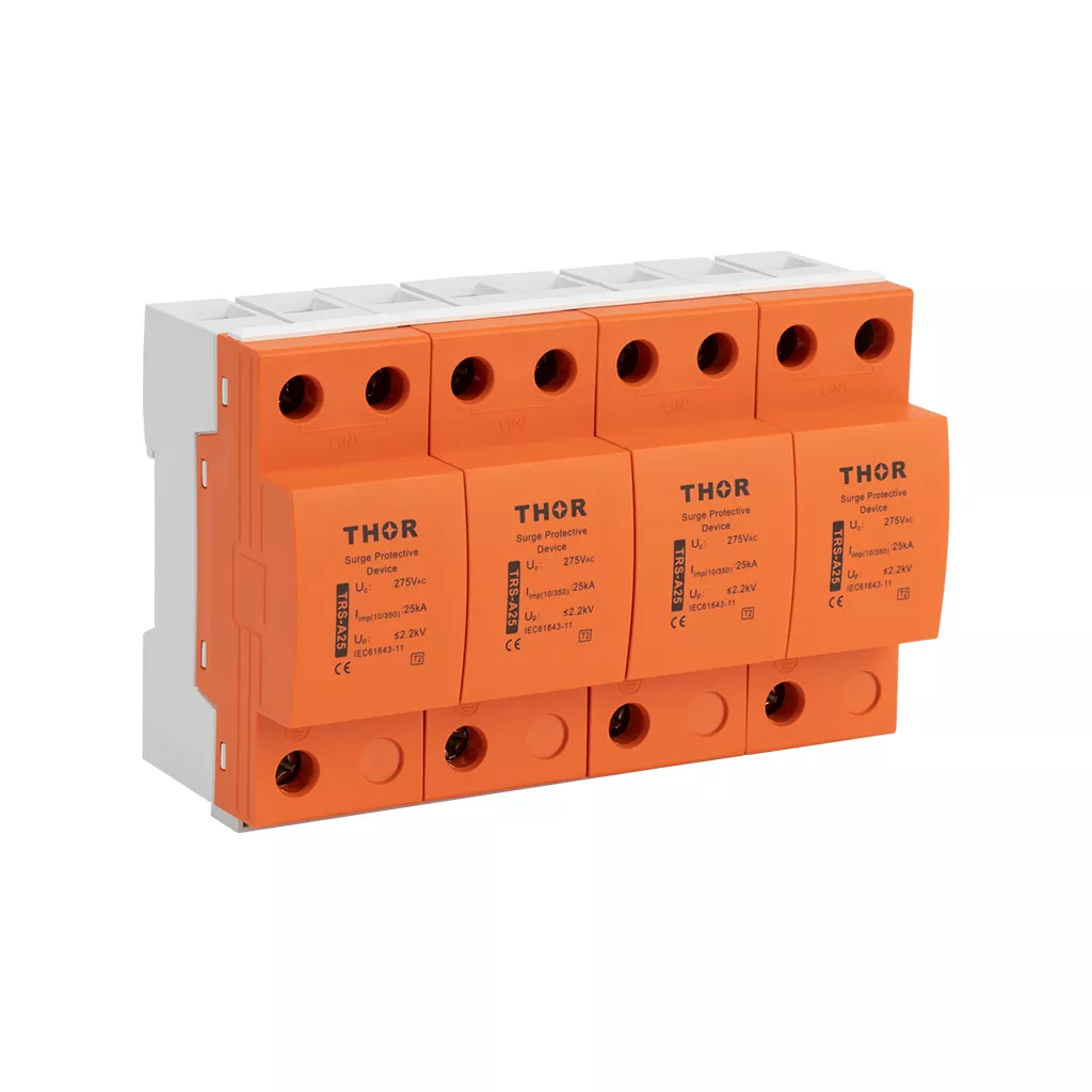 Thor TRS-A25 Type 1 AC SPD 25kA Iimp IEC 61643-11 certified DIN rail mount