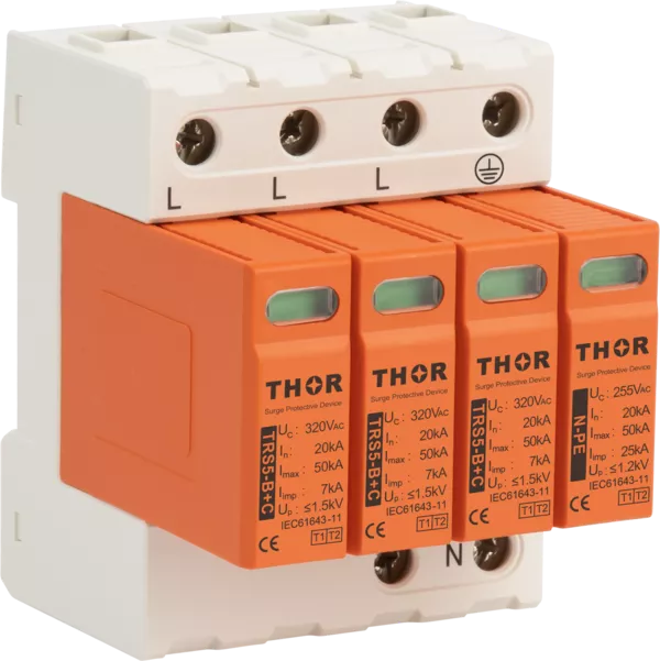 Thor TRS5-B+C Type 1+2 AC SPD 12.5kA Iimp 50kA Imax IEC 61643-11 certified