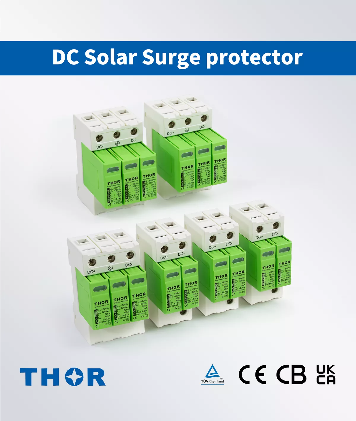 Thor Electric DC solar surge protection device TRS3 series 600V 1500V IEC 61643-31