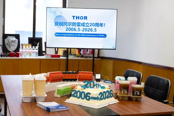 Thor Electric team celebrating 20 years of surge protection manufacturing