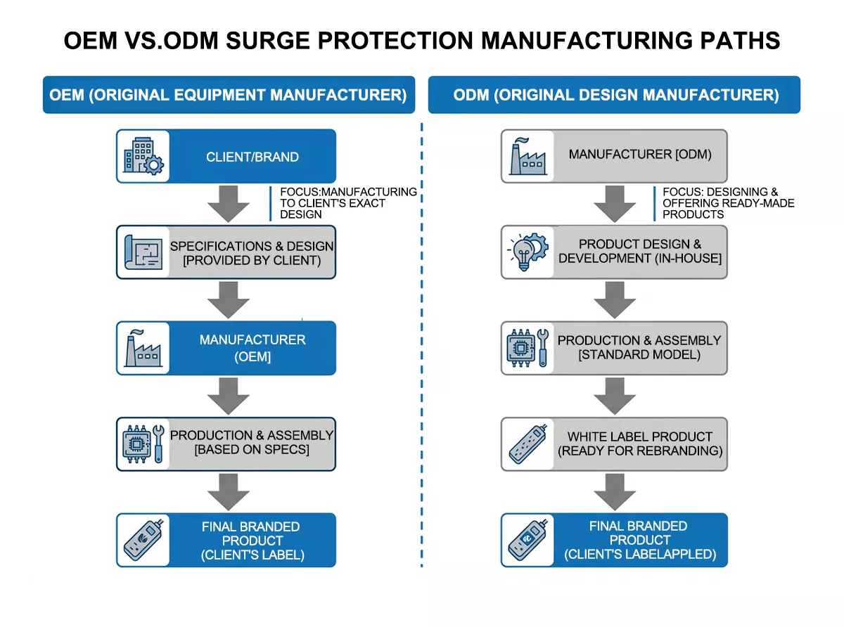 OEM vs ODM comparison diagram for custom SPD manufacturer selection