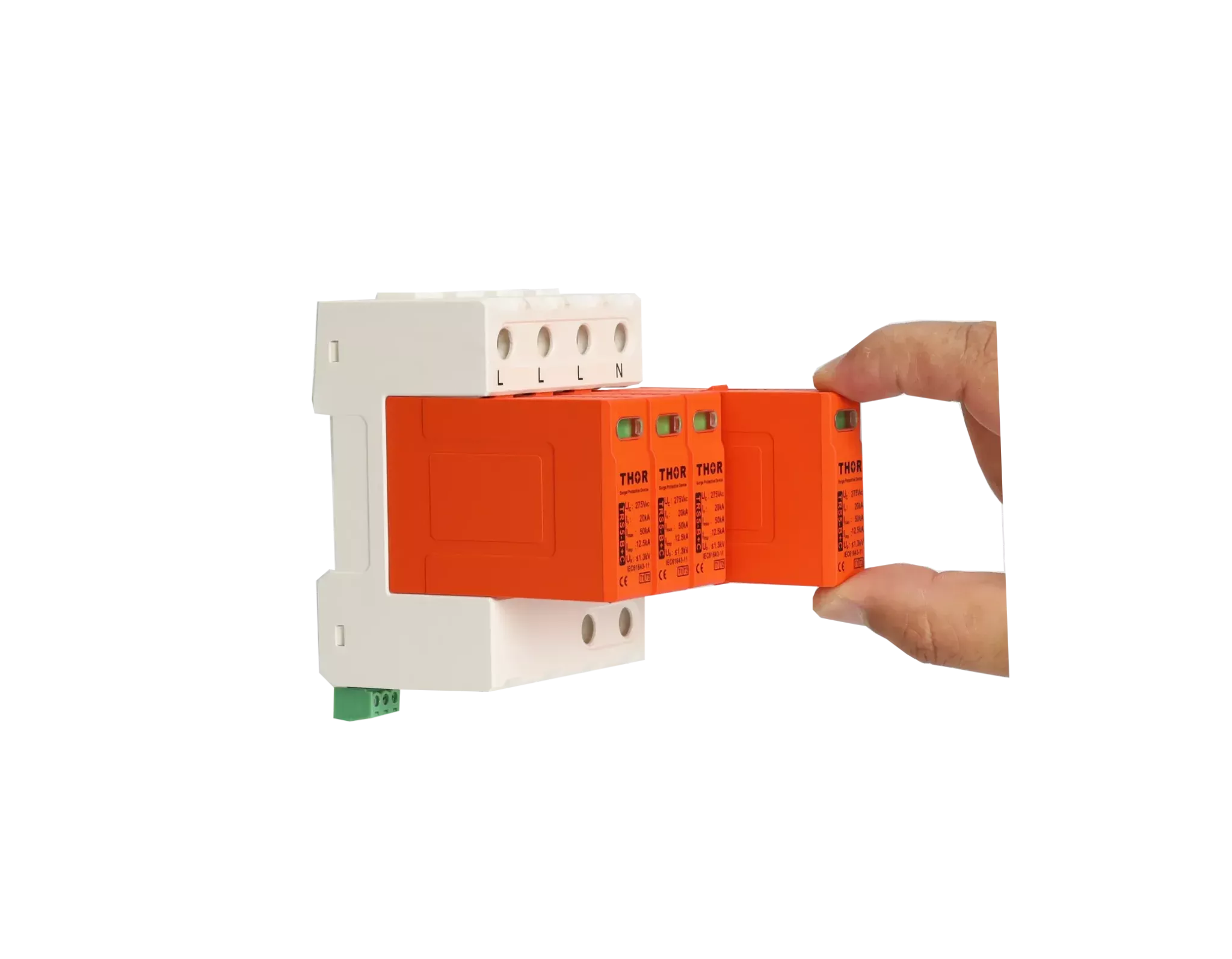 Thor Electric plug-in modular SPD with replaceable protection module for DIN rail installation