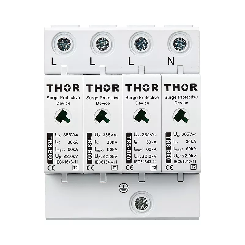 Thor TRS-B60 4-pole Type 2 AC SPD three-phase circuit breaker SCPD coordination panel installation