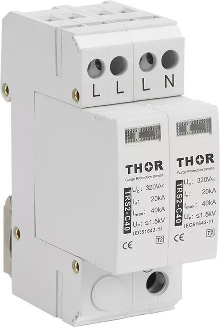 Thor TRS2-C40 320 V Type 2 surge protective device showing its model and electrical ratings