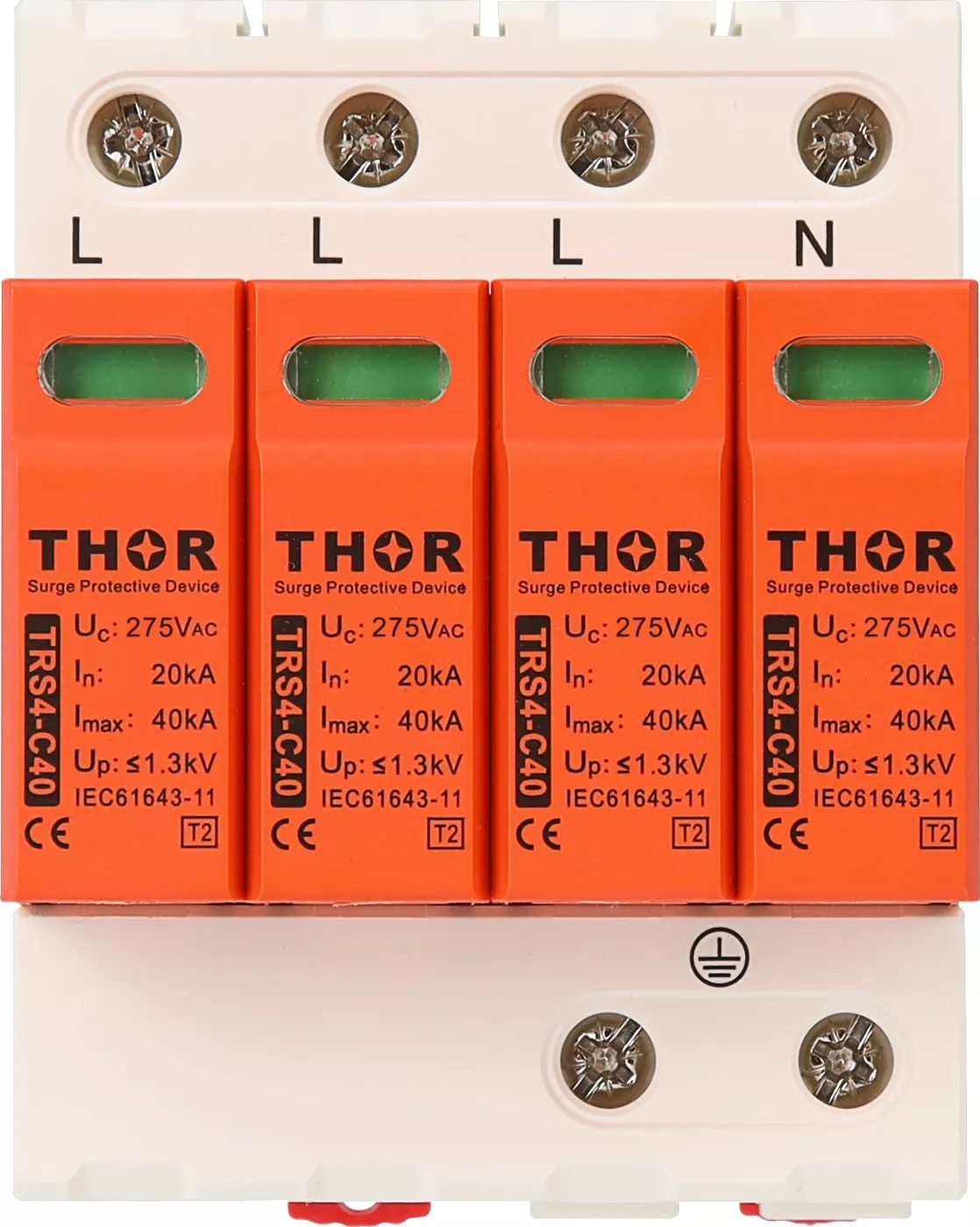 Thor TRS4-C40 4-pole Type 2 SPD module labelled IEC 61643-11