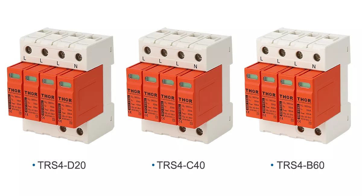Thor TRS4 D20 C40 B60 Type 2 SPD range comparing In and Up SPD parameters