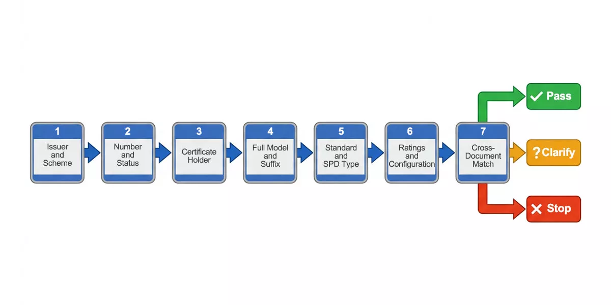 Seven checks to verify a surge protection device certificate before purchase
