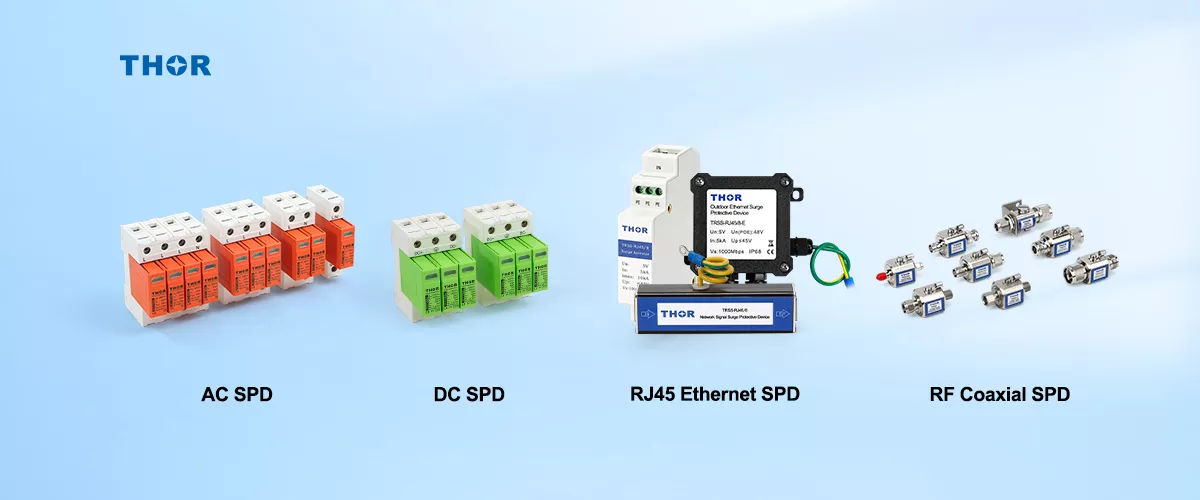 Thor AC and DC SPDs with RJ45 Ethernet and RF coaxial surge protective devices